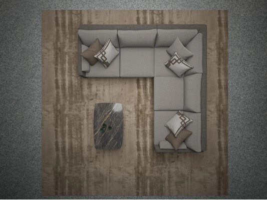 Grau Garnitur Wohnzimmer Sofa Couch Ecksofa L-Form Einrichtung Couchtisch