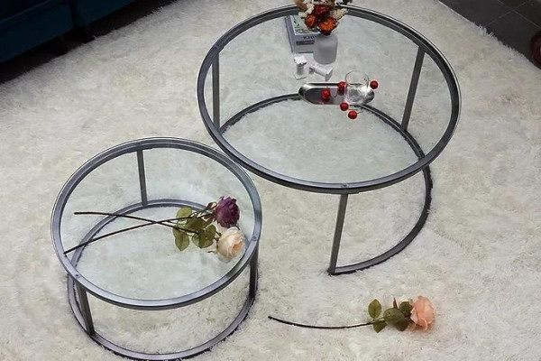  Couchtische 2 Teile Glas Tischplatte Metall goldfarbene Wohnzimmermöbel