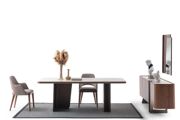  Esszimmer 7tlg Modern Set Esstisch Sideboard Buffet Spiegel Stühle