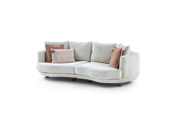  Designer Modern Wohnzimmer 3-Sitzer Sofa Weiß Einfarbig Luxus Stil Stoffsofa