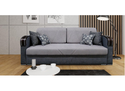 Luxus Design Sofa 3 Sitzer Möbel Polster Grau Textil Holz Möbel Schlafsofa Neu