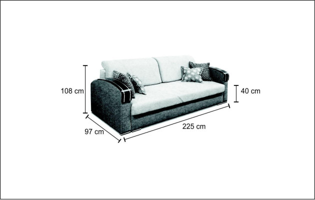 Luxus Design Sofa 3 Sitzer Möbel Polster Grau Textil Holz Möbel Schlafsofa Neu