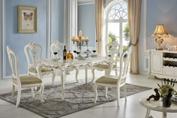 Barock Klassische Esszimmer Garnitur Stühle Essgruppe 6x Lehnstuhl Massivholz