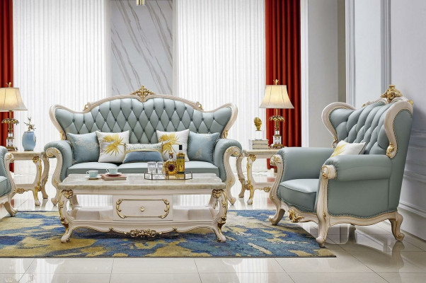 Chesterfield Klassische Sofagarnitur 3 2 1 Sitzer Sofa Polster Leder Massivholz