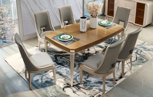 Esstisch 6 x Stühle Esszimmer Set Essgruppe Moderne Stuhle Tisch 7tlg. Massivholz