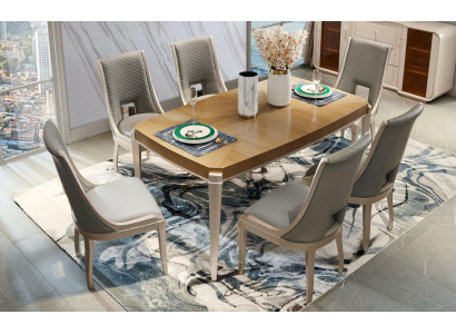 Esstisch 6 x Stühle Esszimmer Set Essgruppe Moderne Stuhle Tisch 7tlg. Massivholz