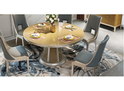 Esstisch 5x Stühle Esszimmer Set 6 tlg. Runder Tisch Stuhl Massivholz
