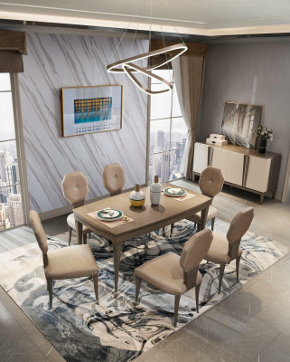 Esstisch Gruppe Garnitur Esszimmer Tisch Wohnzimmer Holz Design Tische
