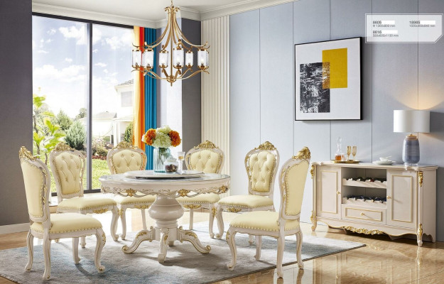 Esstisch 6x Stühle Kommode Esszimmer Set Sitzgruppe 8tlg Massivholz