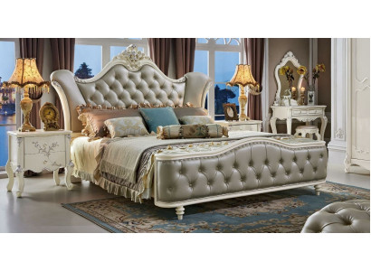 Bett Polsterbett Holz Luxus Chesterfield Leder Betten Schlafzimmer Massivholz