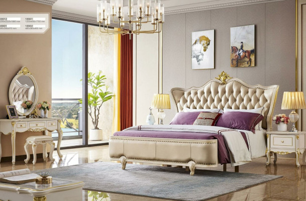 Luxus Bett Chesterfield Betten Leder Königliches Palast Doppelbett Massivholz