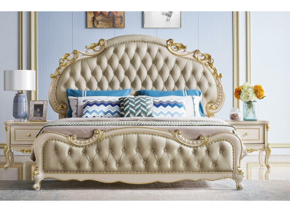 Chesterfield Bett Klassische Betten Design Doppel Polster Schlafzimmer Massivholz