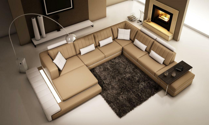 XXL Wohnlandschaft Design Ecken Polster Sofa Couch Leder Sofas Garnitur