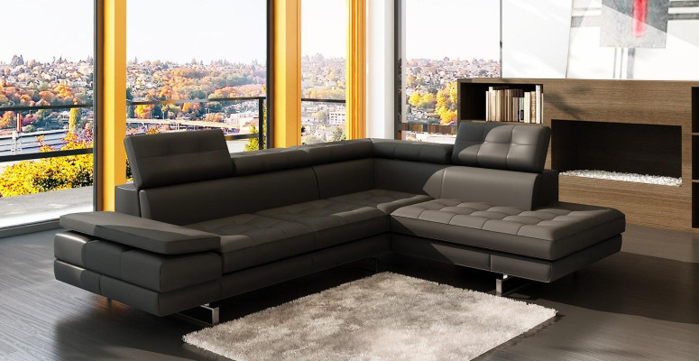 Ledersofa Couch Wohnlandschaft L-Form Design Modern Sofa 5057