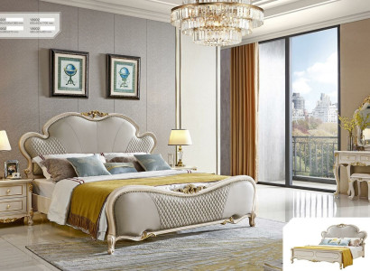 Bett Polster Betten Luxus Leder Hotel Schlaf Zimmer Doppel Massivholz Neu