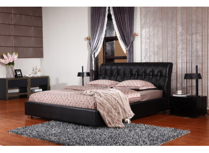 Designer Schlafzimmer Doppelbett Bett Betten Leder Hotel Luxus Polster