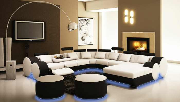 Multifunktions Ledercouch Sitz Polster Wohnzimmer Leder Dekor Garnitur Sofa