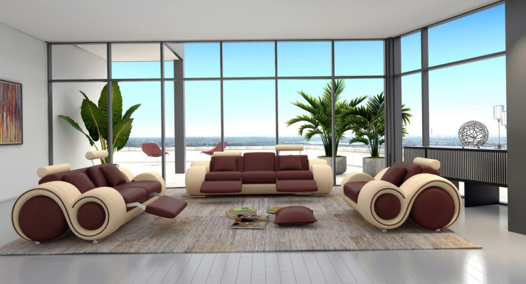 Ledersofa Couch Wohnlandschaft 3 Sitzer Design Modern Sofa 3SitzerBerlin