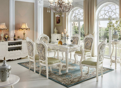 Barock Esstisch Tisch Gruppe Wohnzimmer Garnitur Esszimmer Holz Design