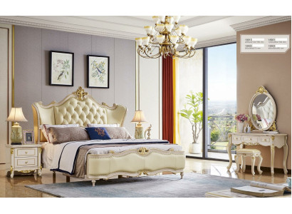 Design Möbel Nachttisch Schlafzimmer 5 tlg. Set Schminktisch Bett Massivholz