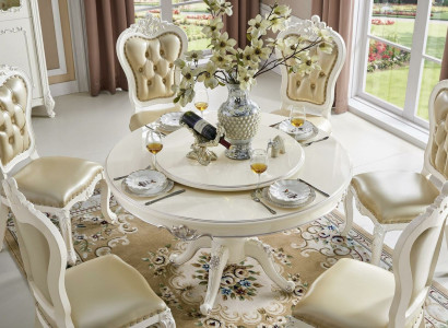 6 Stühle Barock Runder Esstisch Esszimmer Set 7tlg. Massivholz