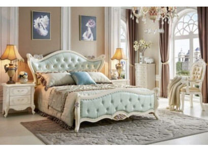 Design Schlafzimmer 5 tlg. Bett Nachttisch Barock Kleiderschrank Massivholz