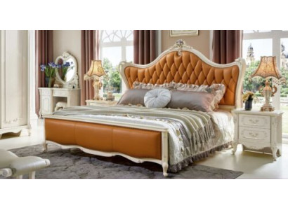 Betten Lederbett 3tlg. Set 2x Schlafzimmer Nachttisch Konsole Massivholz