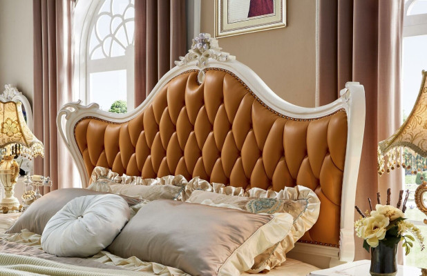 Betten Lederbett 3tlg. Set 2x Schlafzimmer Nachttisch Konsole Massivholz