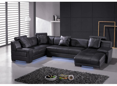 Ledersofa Couch Wohnlandschaft Ecksofa Eck Garnitur Modern Design Dekor