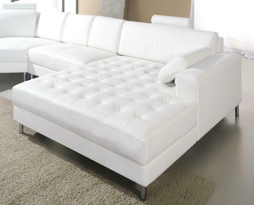 Moderne Wohnlandschaft mit Chesterfield Knöpfen Ledersofa Sofa Couch Polster