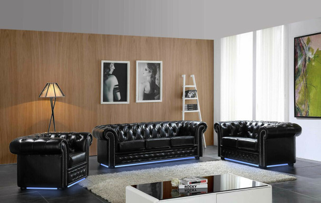 Chesterfield Ledersofa Sofa Couch Polster Sitz Set Polster Garnitur 3+2 Sitzer