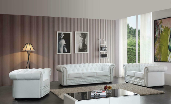 Chesterfield Ledersofa Sofa Couch Polster Sitz Set Polster Garnitur 3+2 Sitzer