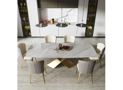 Luxus Esstische Tische Design Tisch Edelstahl Stein Möbel Esszimmer Modern Säule