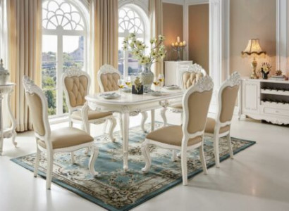 Beige Klassische Chesterfield Stühle Designer x6 Stuhlset Esszimmer Sitzer