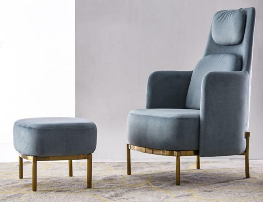 Sessel Stuhl Polster Fernseh leder Textil Stoff Grau Design Lounge