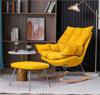 Sessel Metall Design Polster Lounge Schaukelstuhl Sitz Zimmer Schaukel