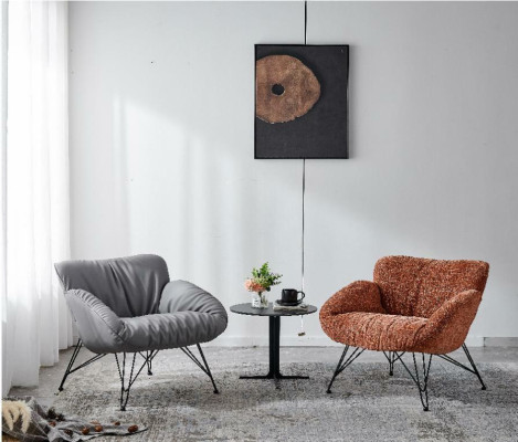 Sessel Weich Wohnzimmer Fernseh Sofa Couch Sessel Stuhl Samt Grau