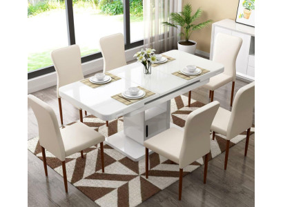 Tisch Luxus Tische Moderne Esszimmer Möbel Esstische Holz Holztische Braun Weiß