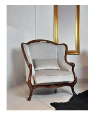 Sessel Ohrensessel Sitzer Grau Sitz Velvet Luxus Wohnzimmer Klassische Holz Neu