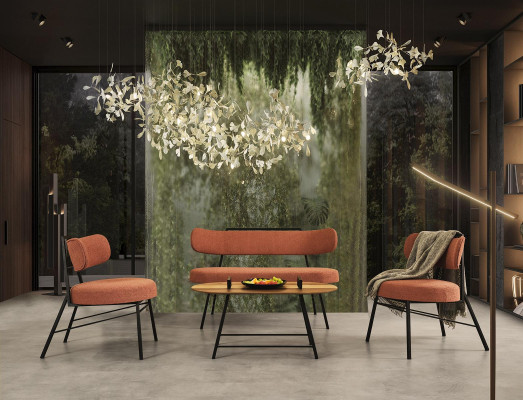 Bank Wohnzimmer Sitzbank Gepolsterte Sitzmöbel Stoff Textil Couchtisch