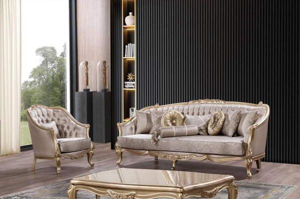 Barock Sofa 3 Sitz Wohnzimmer Klassisch Design Textil Sofa Luxus Neu