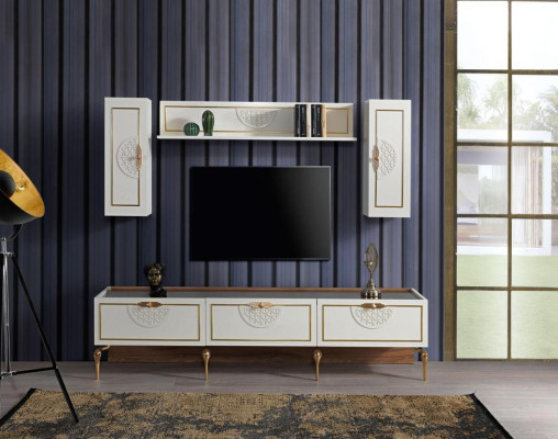 Esszimmer Set Tisch 4x Stuhl Anrichte Spiegel Möbel 7tlg neu Modern
