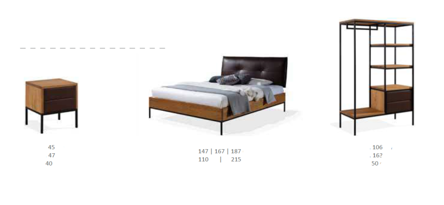 3 tlg. Komplett Set Holz Schlafzimmer Loft Stil Design Bett Kommode Schrank Neu