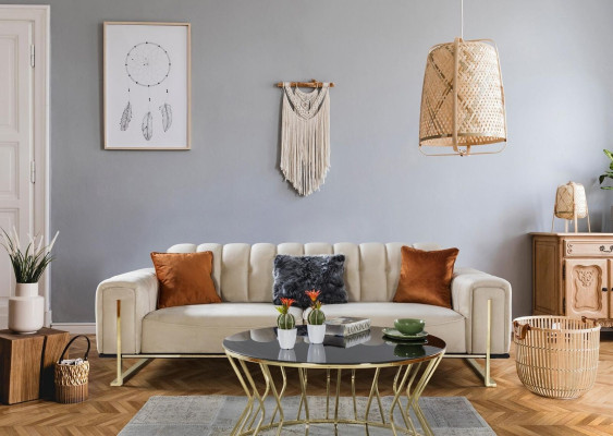 Sofa 3 Sitzer Modern Möbel Beige Farbe Wohnzimmer Luxus Couchen 240cm