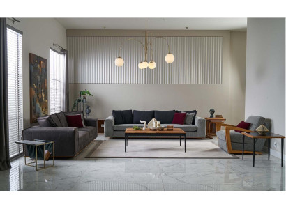 Polstersofas Komplette Couchgarnitur Sofa Stoffsofa Grau Set 4tlg Neu