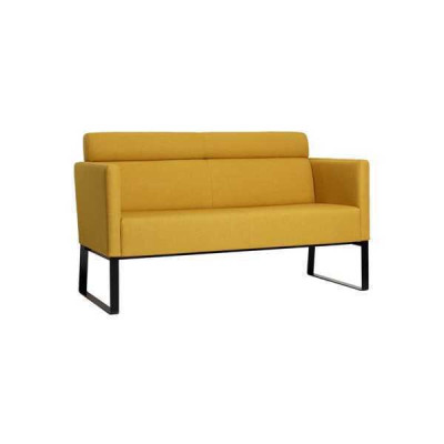 Gelbes Wohnzimmer Sofa Designer 2-Sitzer Couch Polster Leder Sofas Neu