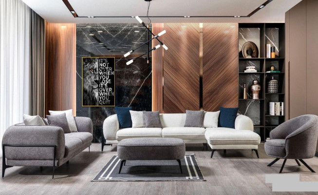 Wohnzimmermöbel Luxus Dreisitzer Sofa Stoffmöbel Moderne Couchen Edelstahl