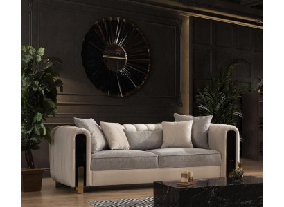 Weißer Dreisitzer Luxus Couch Modernes Edelstahl Design Wohnzimmermöbel