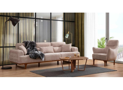 Beige Sofagarnitur Dreisitzer Sessel Luxus Sessel Beige Moderne Möbel