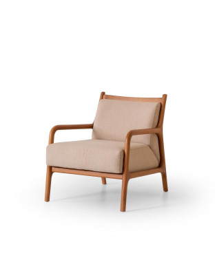 Modern Beige Sessel Wohnzimmer Möbel Luxus Design Polsterung Kunstleder